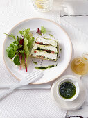 Yoghurt and cheese terrine with chervil oil