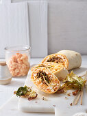 Wraps with crispy savoy cabbage and cream cheese