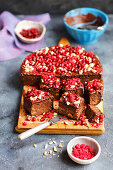 Courgette brownie with pomegranate