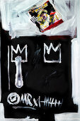 Food art: a picture of a fork and crowns (inspired by Jaen Michel Basquiat)