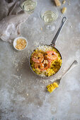 Risotto Milanese with prawns