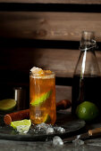 Dark and Stormy Cocktail with Rum and Ginger