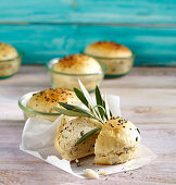 Mini olive bread for Easter baked in jars