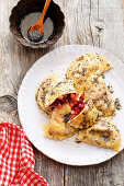 Beetroot dumplings with poppy butter