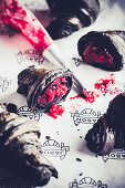 Black croissants with active charcoal powder and a berry cream filling (Jason Bakery, Cape Town)