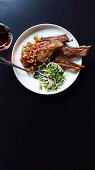 Lamb cutlets with sumac parsley salad and tomato ezme