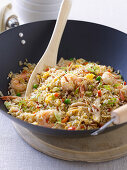 Asian Combination of Fried Rice with shrimps