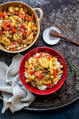 Caribbean plantain curry with bell pepper