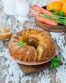 Carrot and orange cake with salted caramel