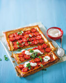 Tomato, feta and caramelised onion tart