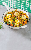 Curried butternut hash with dukkah dusted boiled eggs