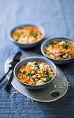 Alphabet pasta soup with fennel and kale