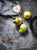 Fresh and sweet pears on table
