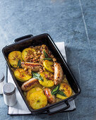 Pork bangers with apples and sage