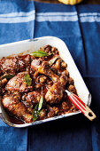 Slow-cooked coq au vin