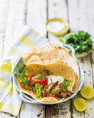 Fajitas with sirloin strips and red pepper