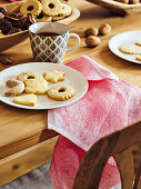 Pipped jam biscuits, vanilla crescent biscuits and butter biscuits