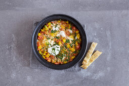 Vegetarian egg tagine with peppers