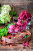 Raspberry and banana ice cream