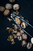 Walnuts with a nutcracker