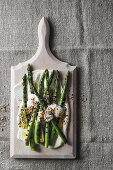 Green asparagus with whipped feta and dukkah