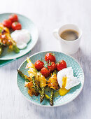 Crispy phyllo asparagus with poached egg