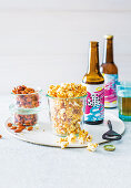 Salted beer caramel popcorn, Chilli and lime almonds