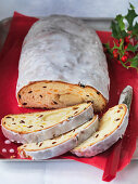 German Christmas stollen with icing