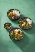 Thai green curry with winter greens and cashew nuts