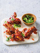 Sticky plum chicken wings