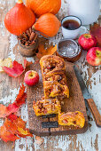 Apple and pumpkin sweet yeast cake with cinnamon