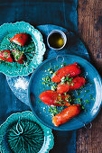 Roasted red capsicum stuffed with brandade