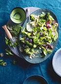 Broccoli, green goddess, grapes and almonds