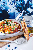 Greek Strapatsata (eggs, tomato, olive oil and feta)