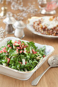 Parsley salad with pomegranate seeds and apples for the Jewish New Year