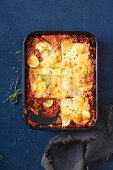 Calabrian lasagne with mince meet, boiled eggs and ham