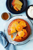 Simple mandarin and almond cake with whipped cream
