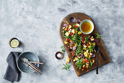 Roasted mediterranean vegetables with feta and olives