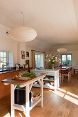 Open-plan kitchen-dining room in English country house