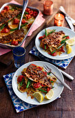 Baked sea bass with vegetables and lemon (Morocco)