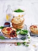 Lamb and Mushroom Pies with Mushy Peas