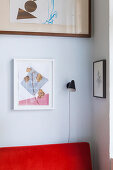 Colourful retro furniture in living room of period building