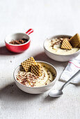 Ricotta and mascarpone cream with waffles