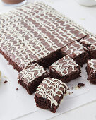 Brownies with two-tone chocolate glaze