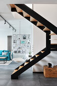 Staircase in loft-style maisonette apartment