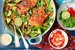 Teriyaki salmon with Asian vegetable