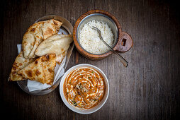 Chicken Makhani with Rice and Naan (India)