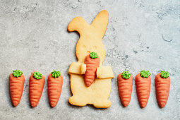 Easter Bunny biscuit with marzipan carrots