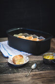 Dampfnudeln (steamed, sweet yeast dumplings) with butter à la Henriette Davidis