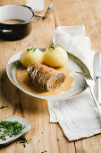 Beef roulade with gravy and potato dumplings